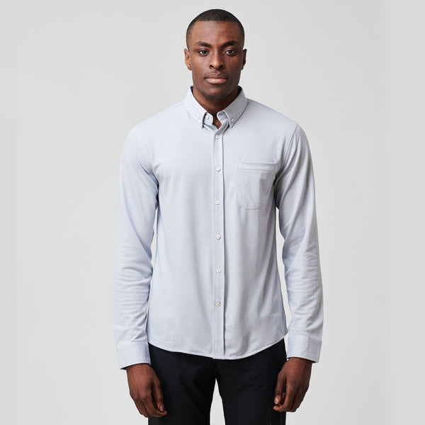 Western Rise Limitless Merino Button Down Shirt In Light Blue From Everywearonline.com