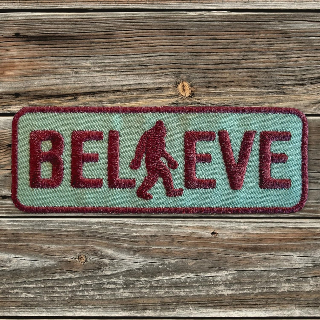 "Believe" Retro Sasquatch Embroidered Iron-On Patch