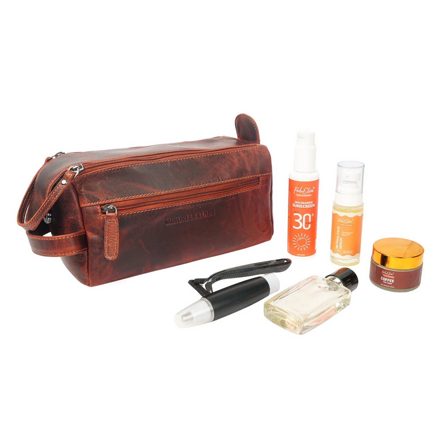 Nomad Premium Leather Toiletry Bag  - Chestnut