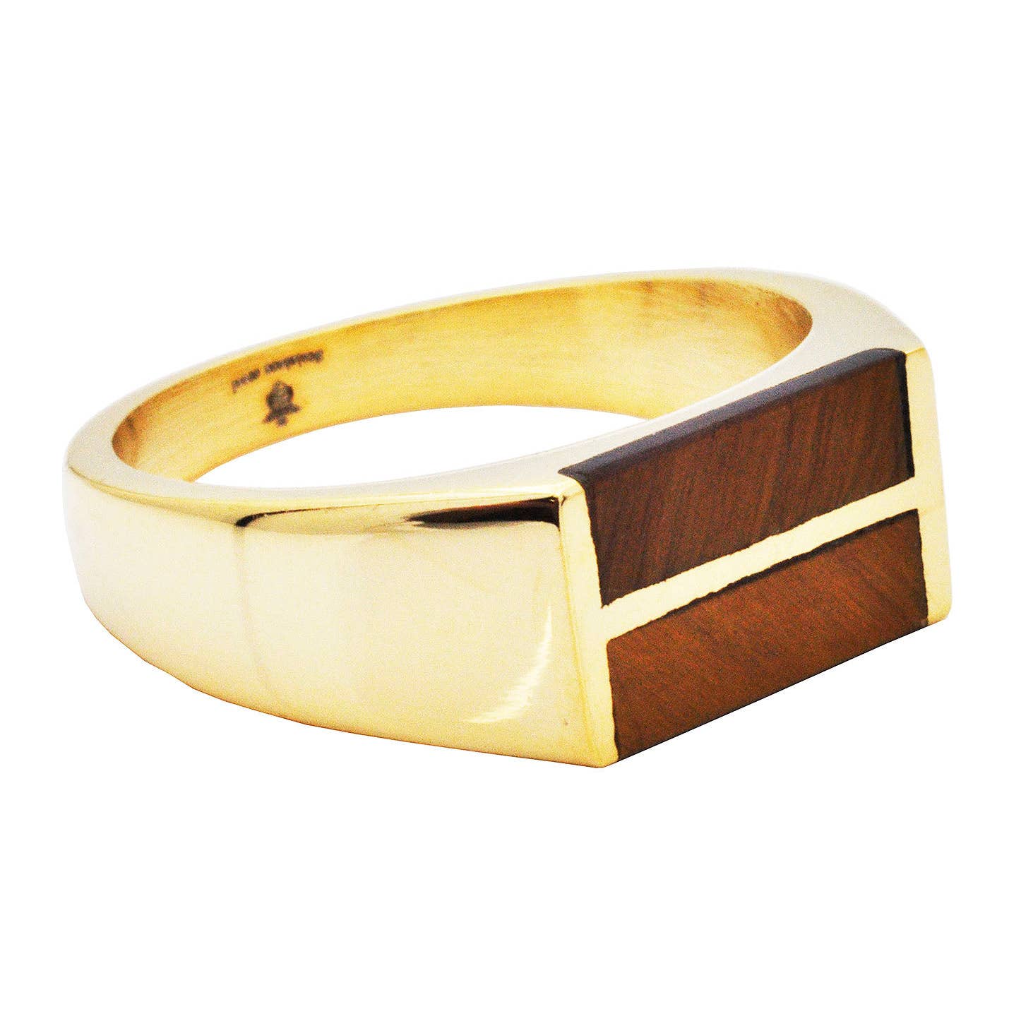 Gold Bar Signet Ring with Brown Tiger Eye