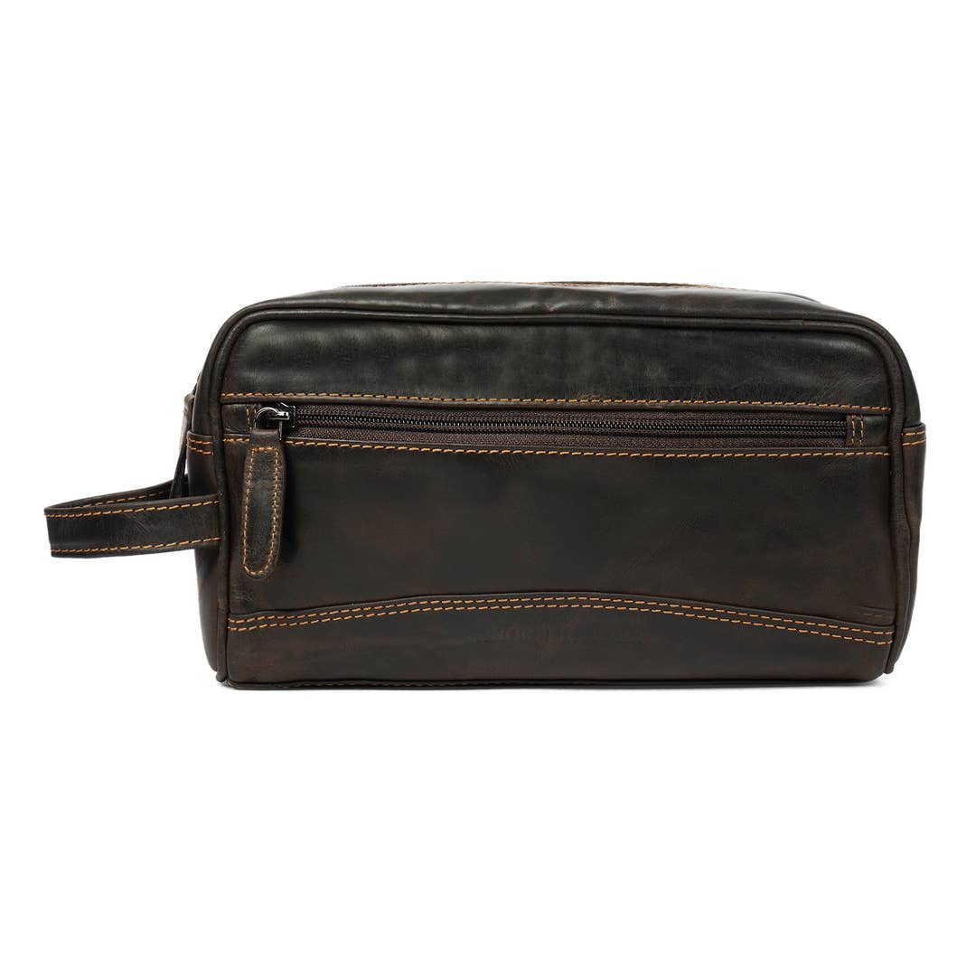 Premium Leather Toiletry Bag  – Montana Brown