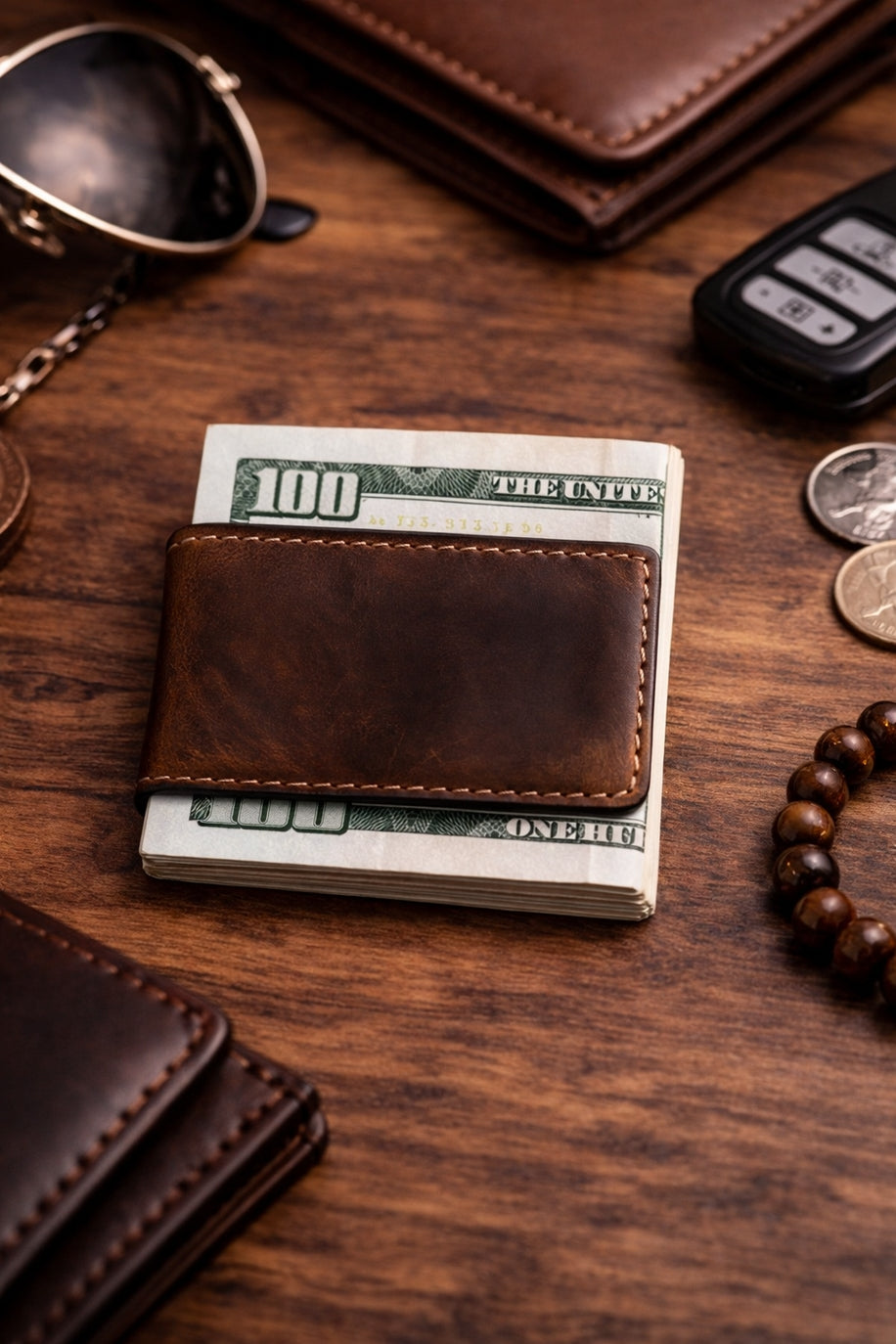 Full-Grain Leather Money Clip