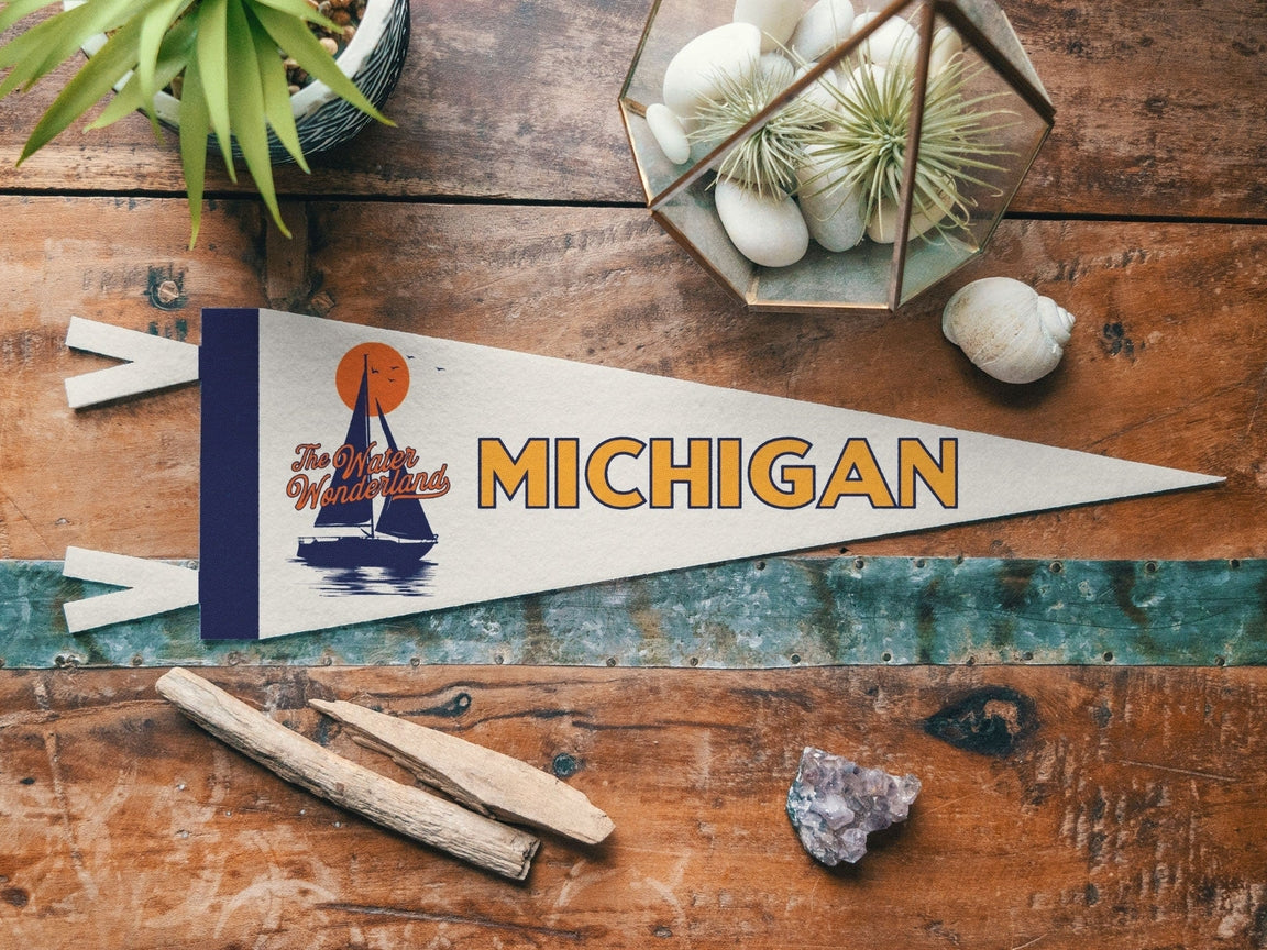 "Michigan, The Water Wonderland" Felt Pennant