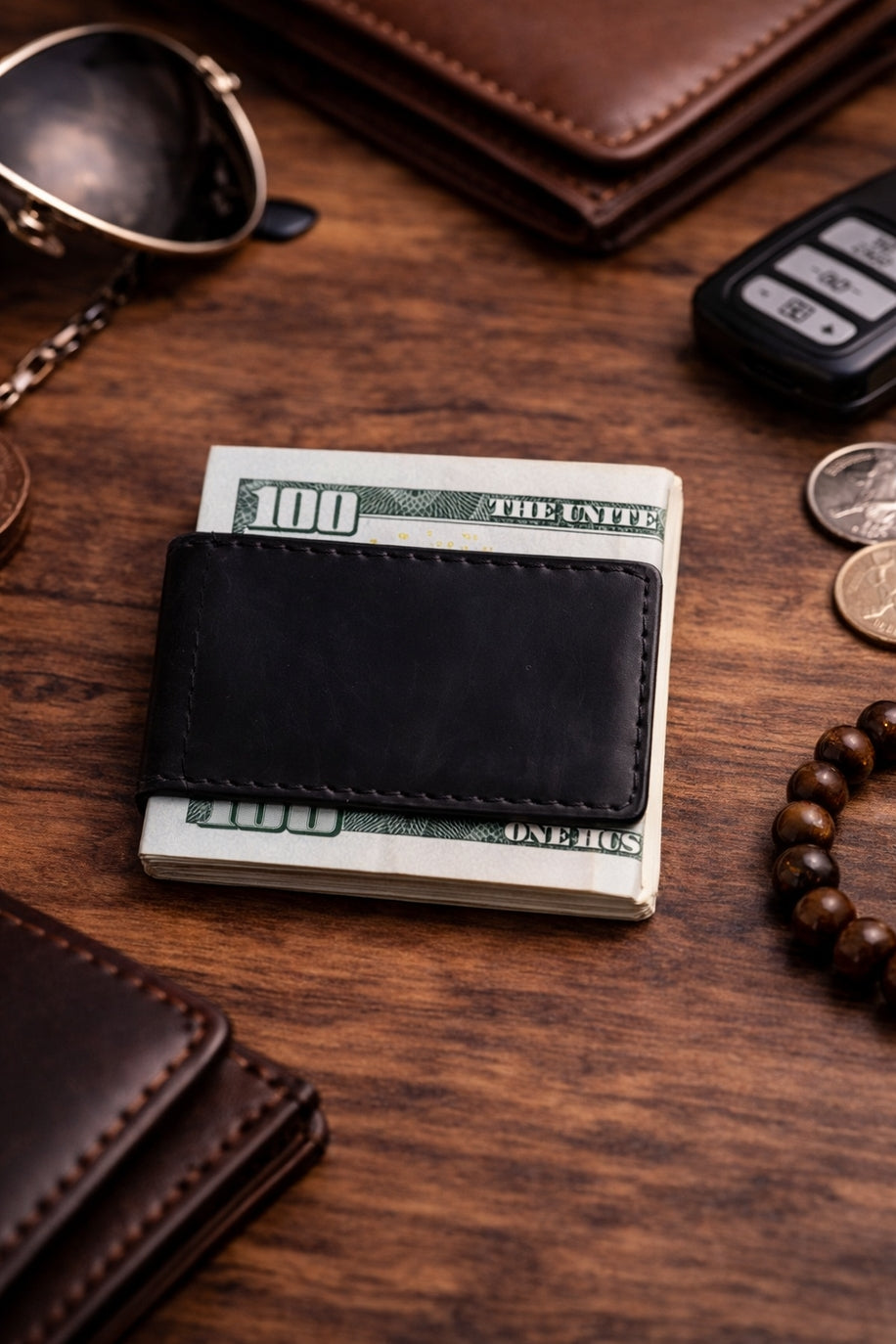 Full-Grain Leather Money Clip