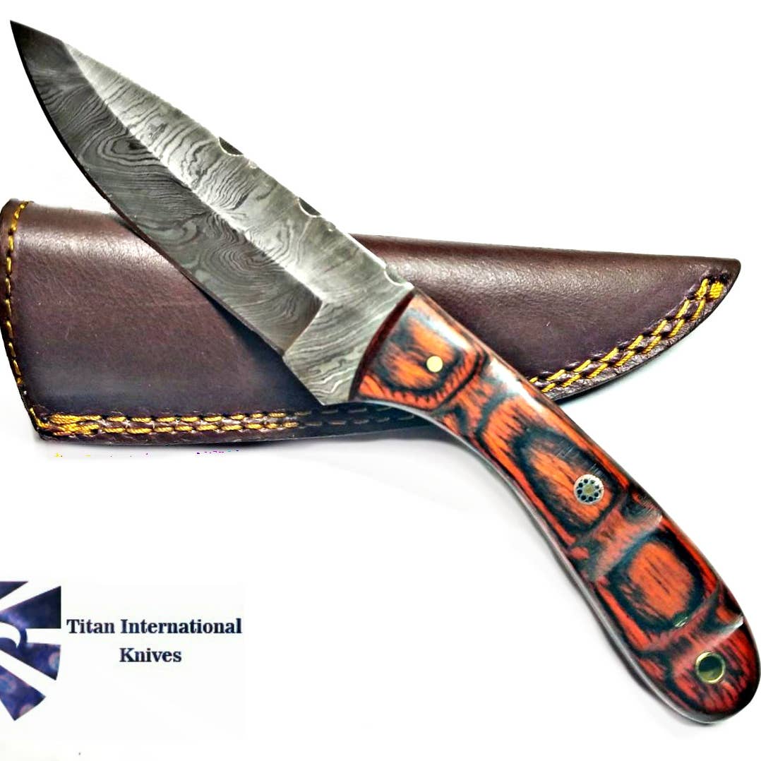 Hand Forged Damascus Knife, Drop-Style Blade With Rosewood Handle