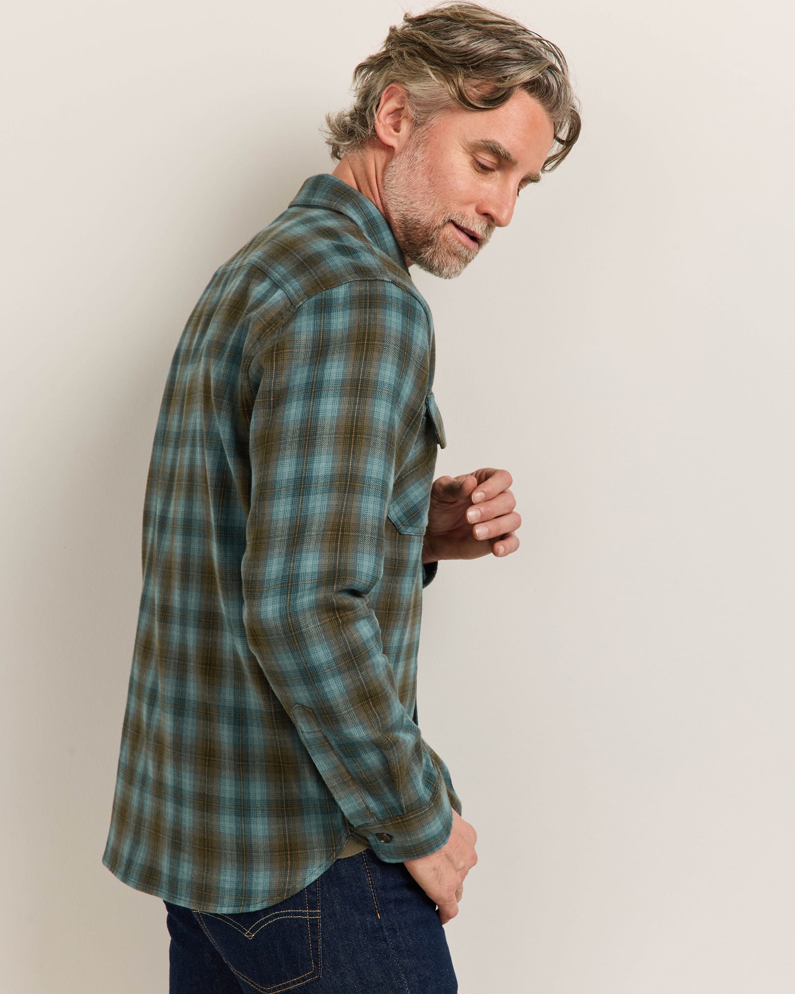Plaid Burnside Cotton Flannel - Sea Blue Muli Plaid