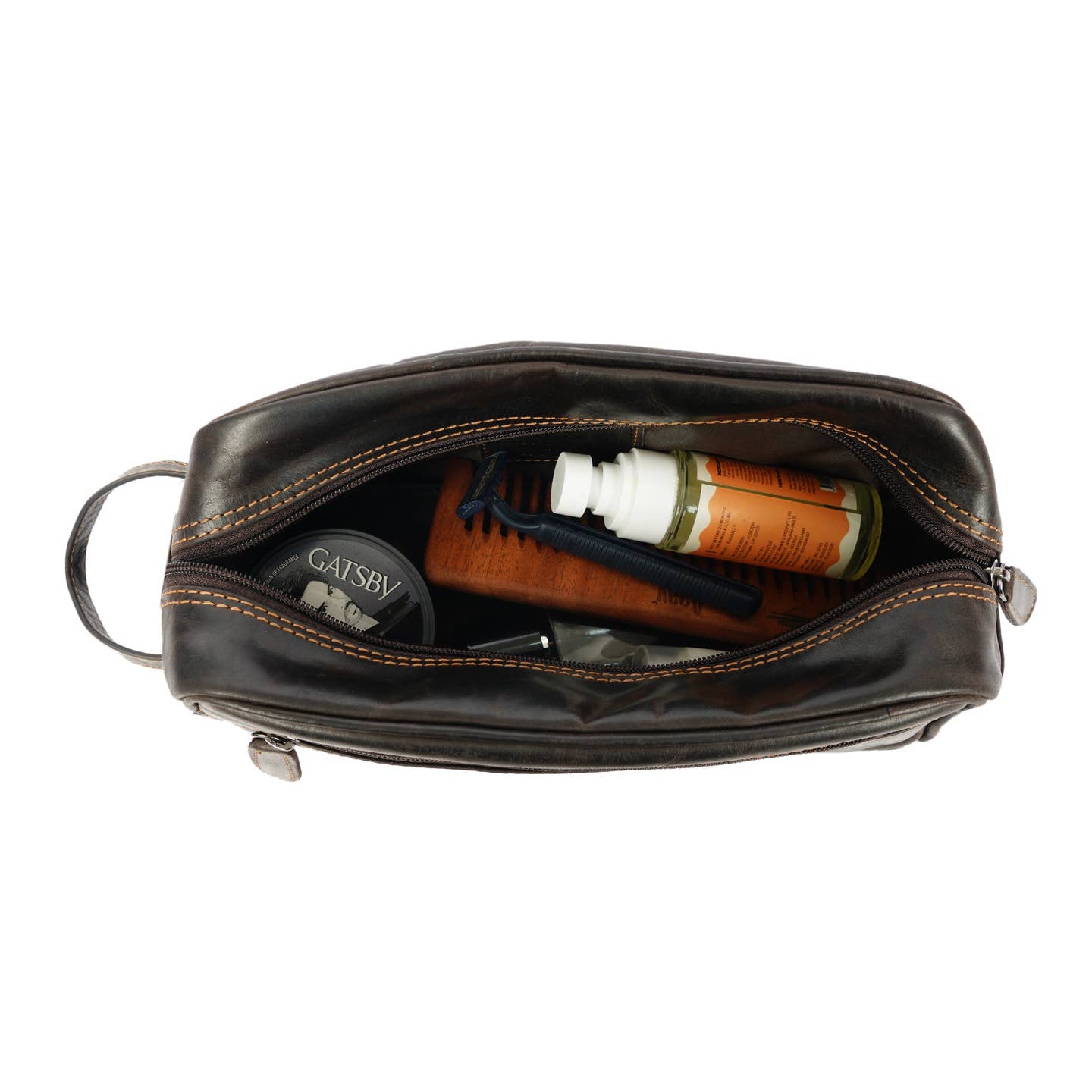 Premium Leather Toiletry Bag  – Montana Brown