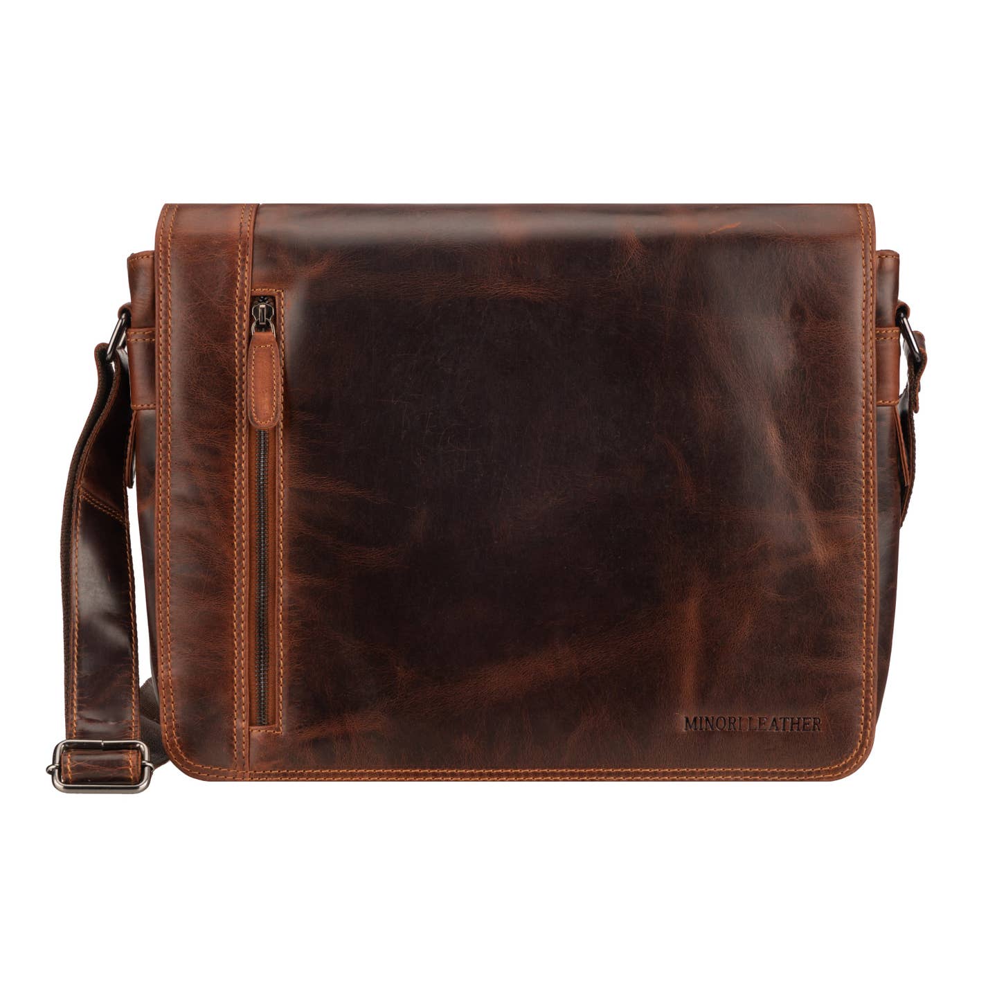 William Full-Grain Leather Messenger Bag - Chestnut