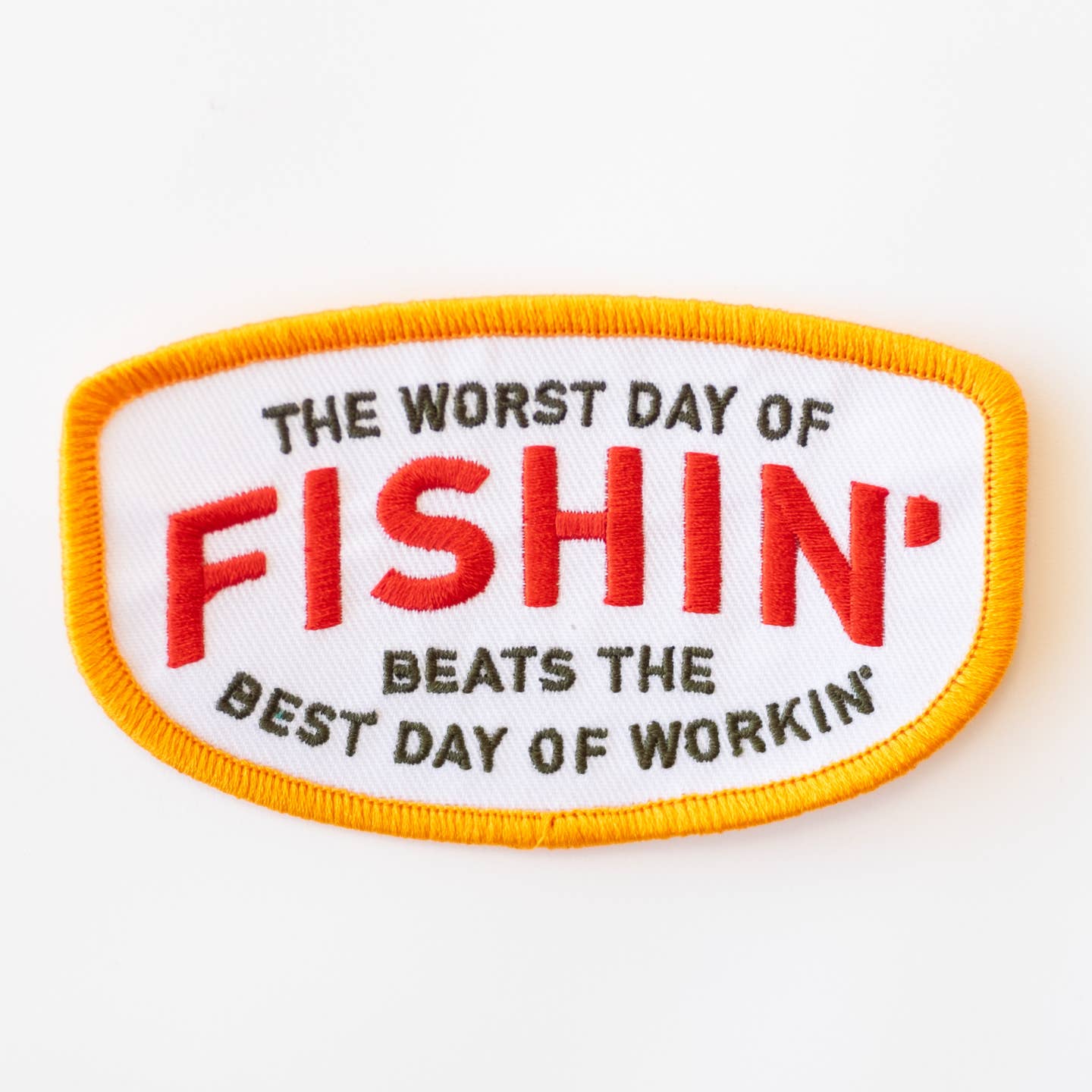 Fishin' Beats Workin' Embroidered Iron On Patch