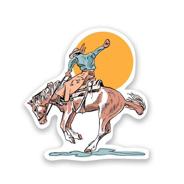 Antiquaria Cowboy Setting Sun Sticker From Everywearonline.com