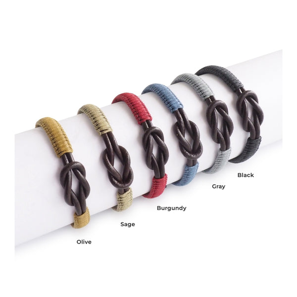 Colors available of the leather knot bracelet from Makarla