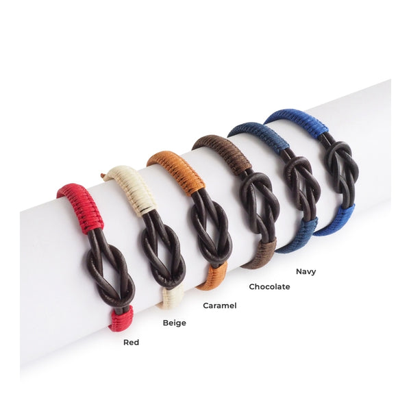 Colors available of the leather knot bracelet from Makarla