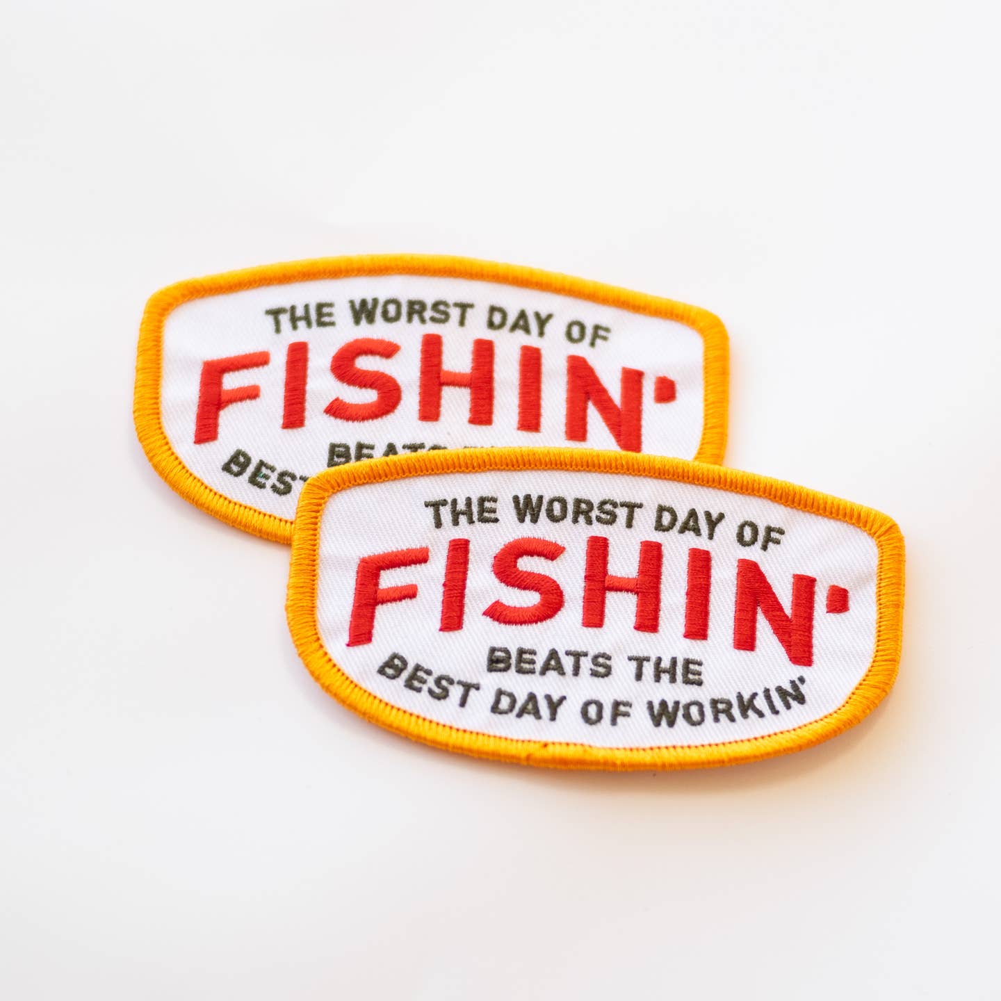 Fishin' Beats Workin' Embroidered Iron On Patch