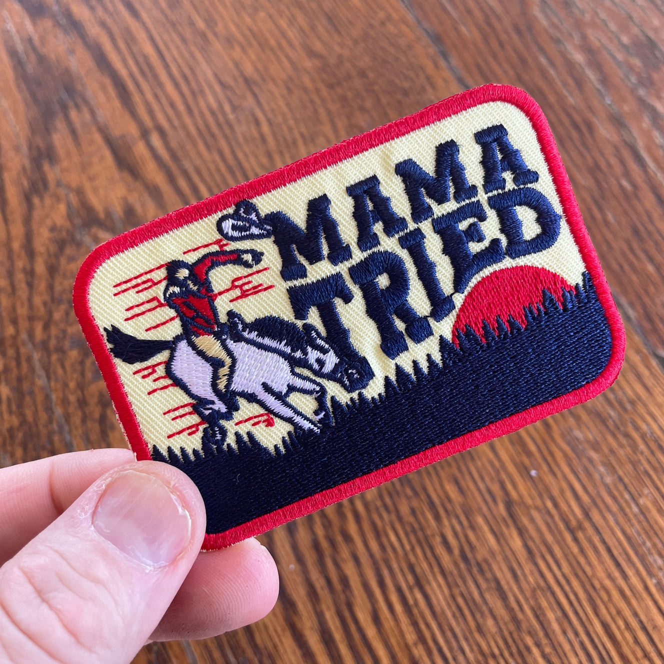 "Mama Tried" Western Style Vintage Cowboy Embroidered Patch