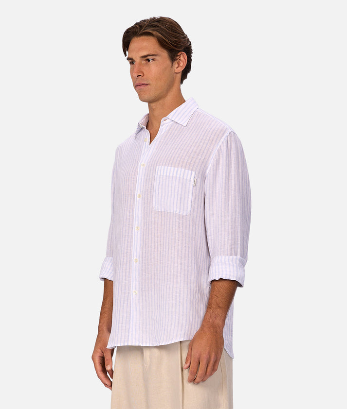 The Baptise Long Sleeve Shirt - White / Light Blue