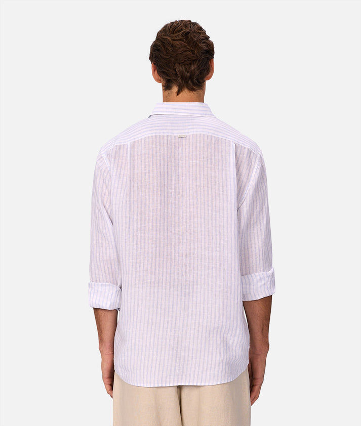 The Baptise Long Sleeve Shirt - White / Light Blue