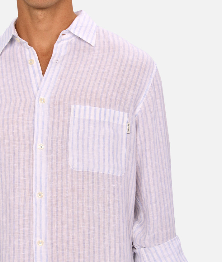The Baptise Long Sleeve Shirt - White / Light Blue