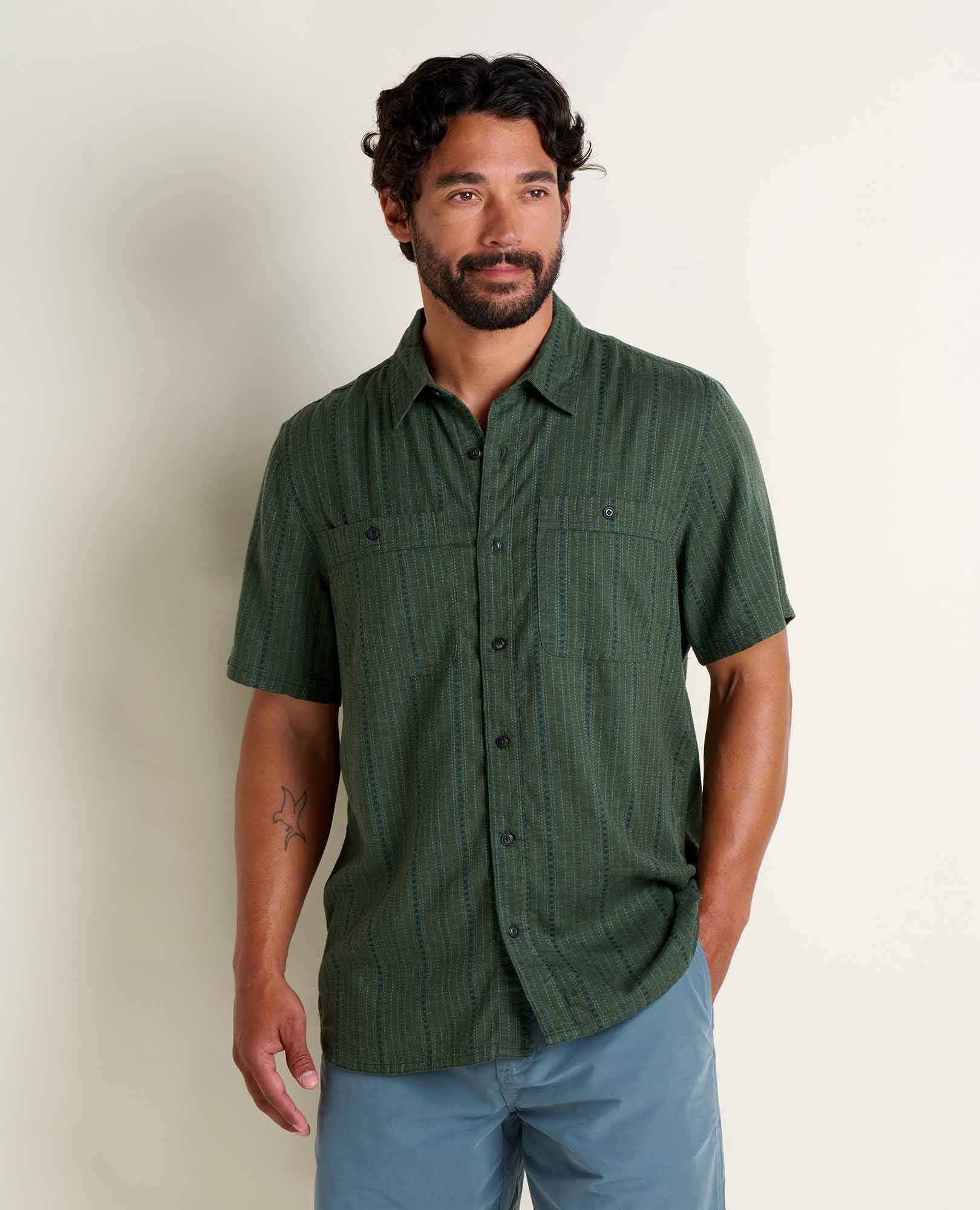 Taj Hemp Shirt - Cilantro Dobby