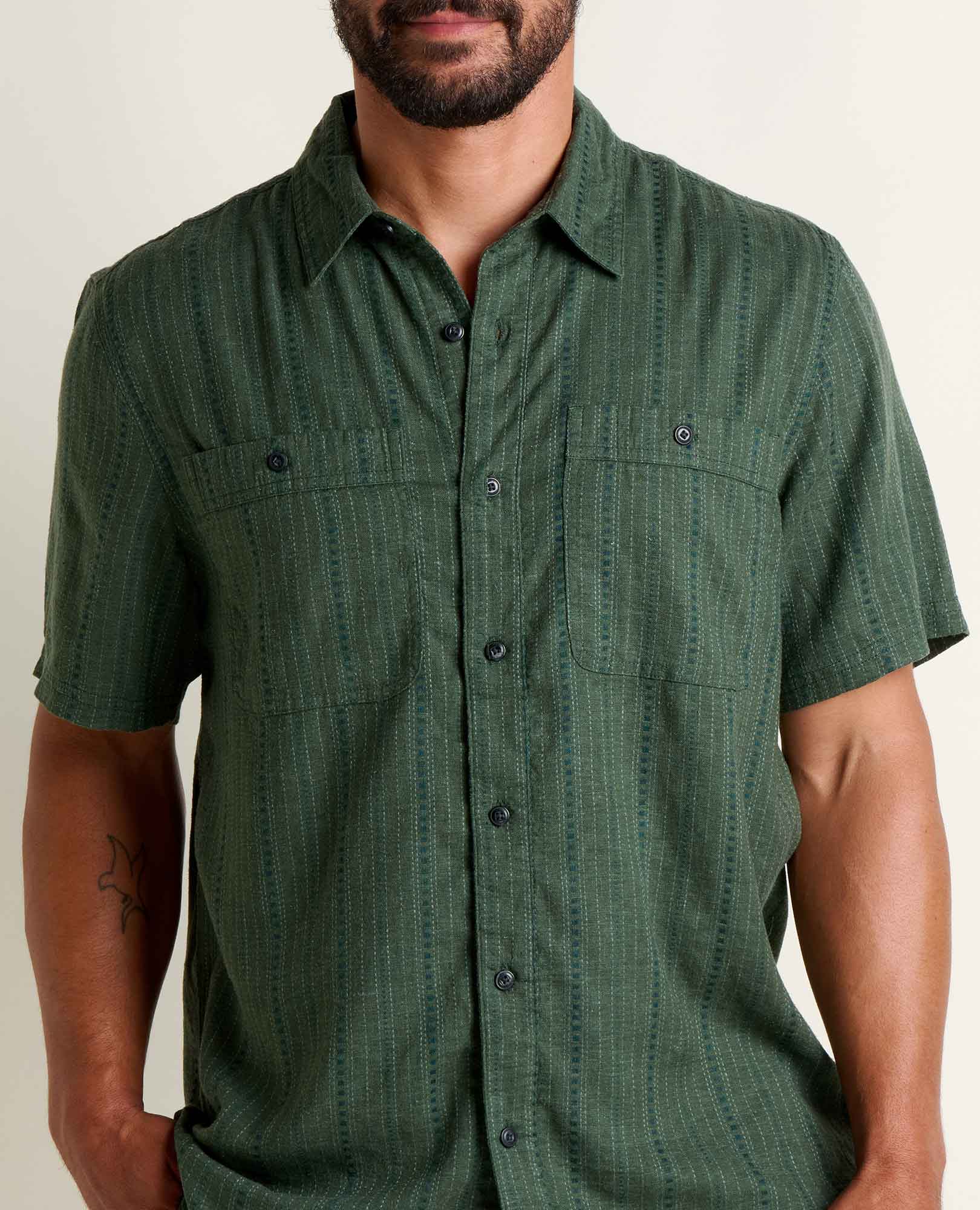 Taj Hemp Shirt - Cilantro Dobby
