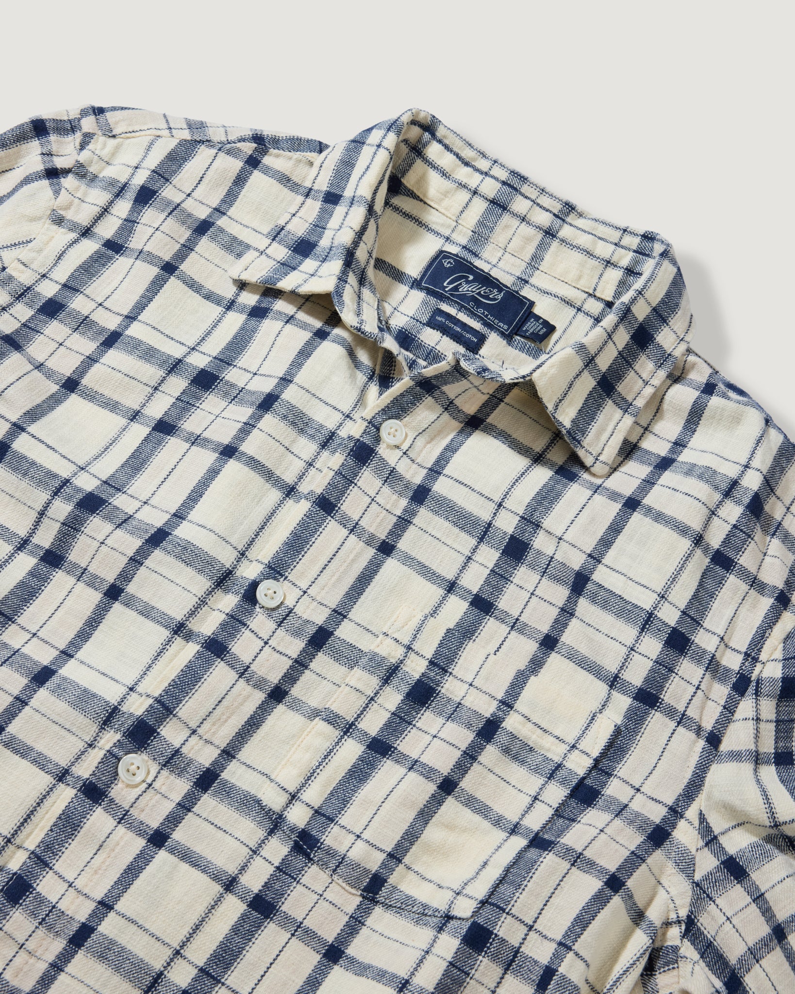 Riverside Slub Twill Shirt - Oatmeal Plaid