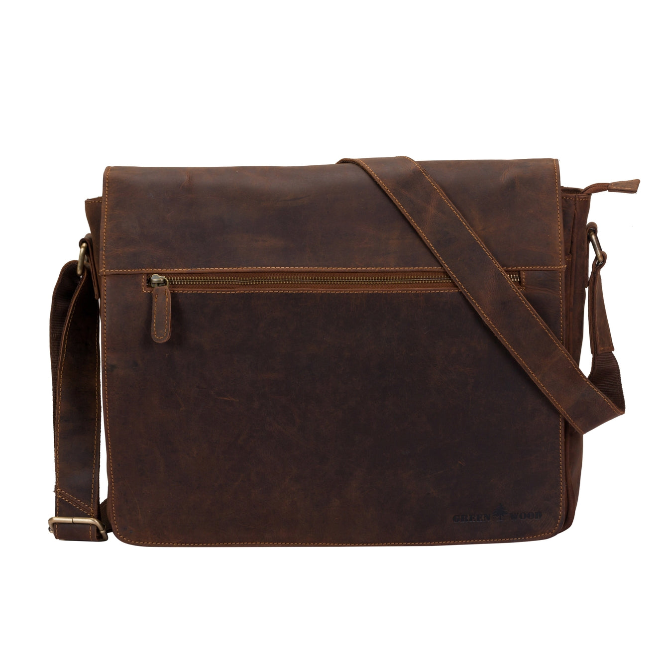 Richard Leather Laptop Messenger Bag - Sandal