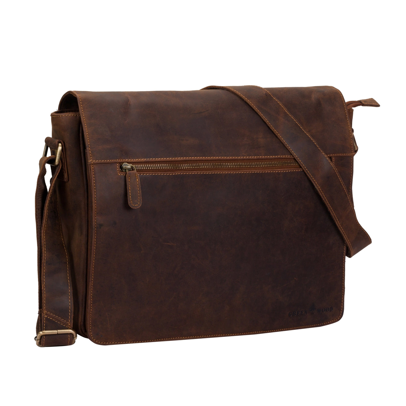 Richard Leather Laptop Messenger Bag - Sandal