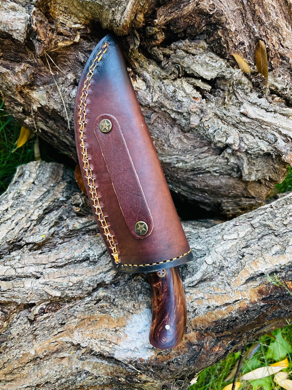Hand Forged, Damascus Knife With Acrylic Handle