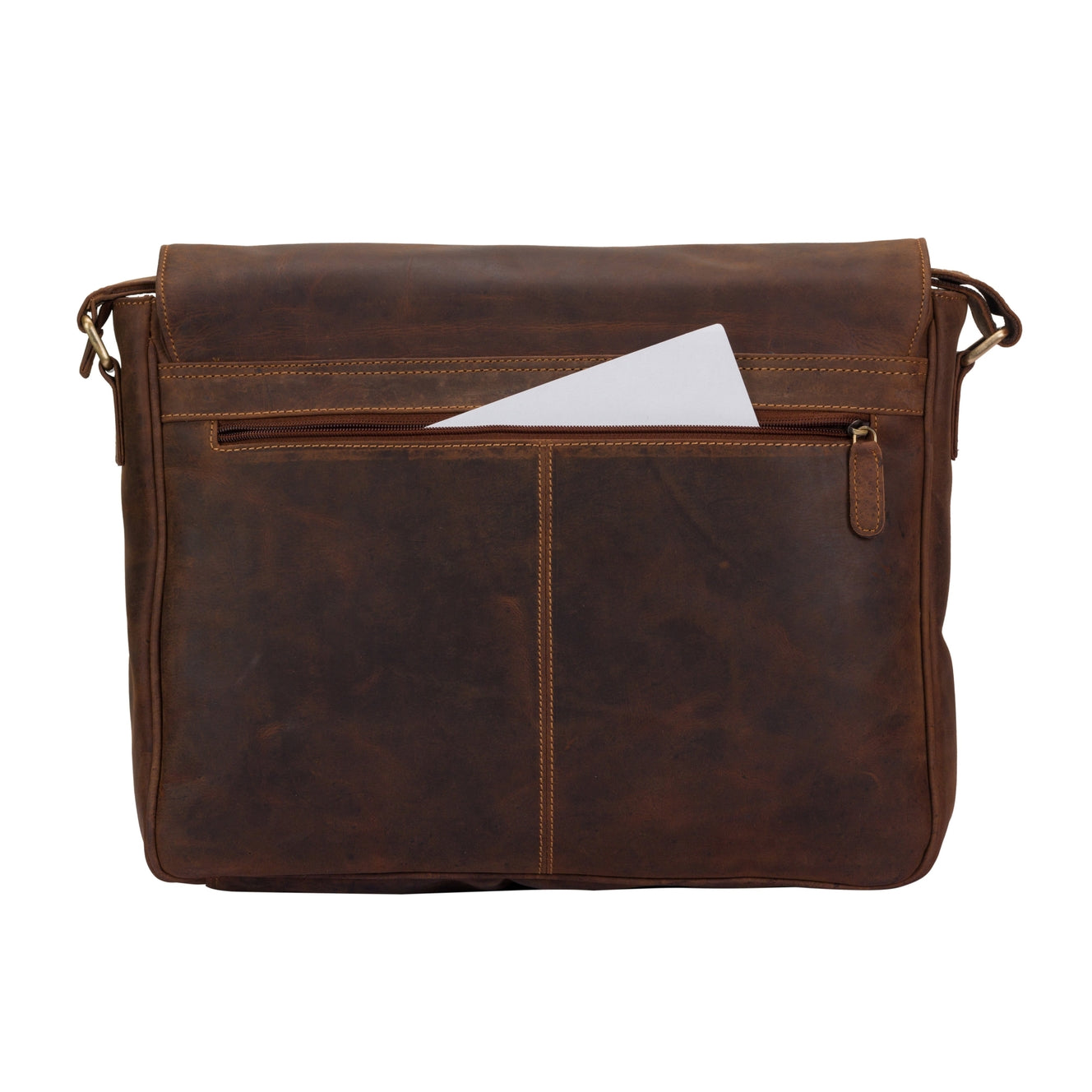 Richard Leather Laptop Messenger Bag - Sandal