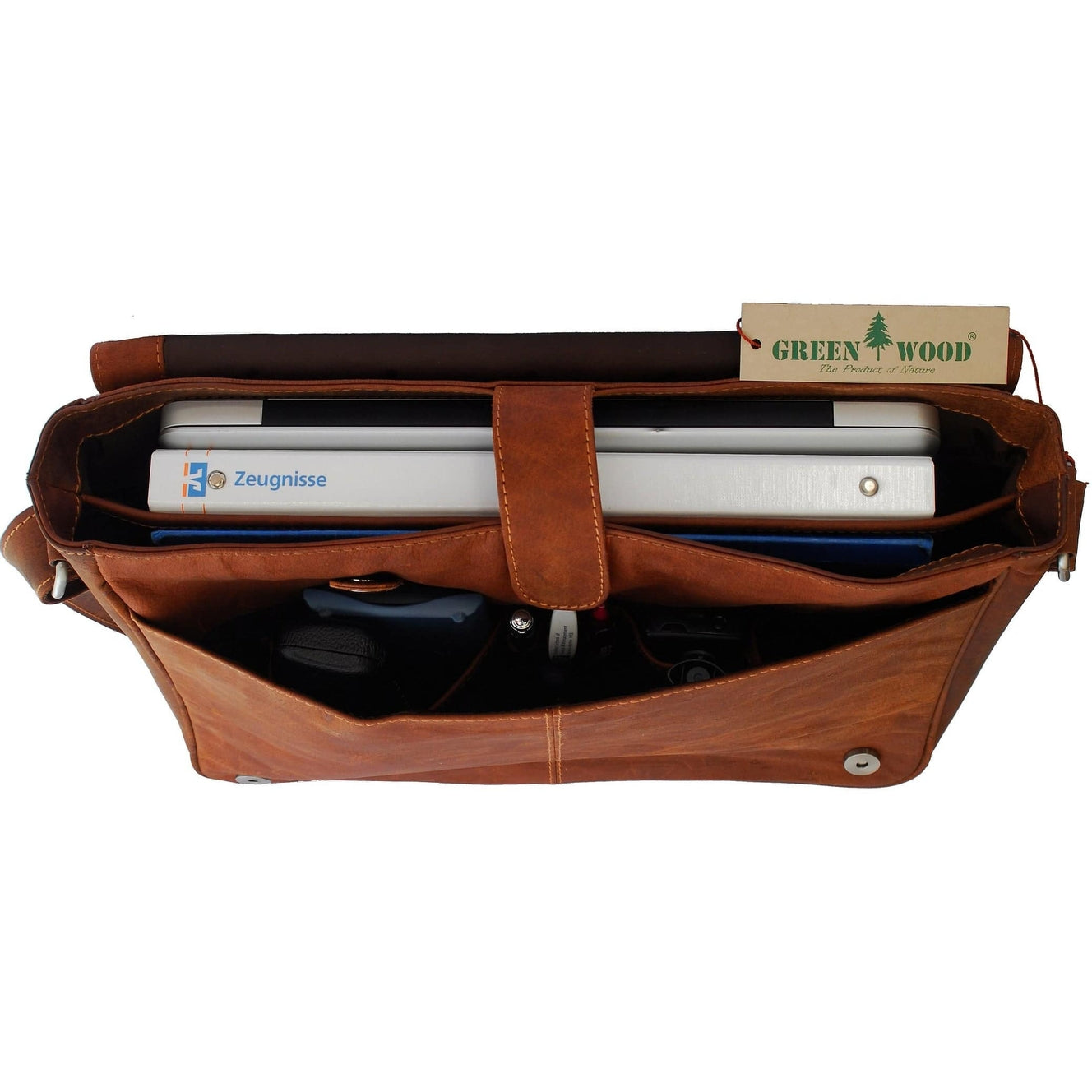 Richard Leather Laptop Messenger Bag - Sandal