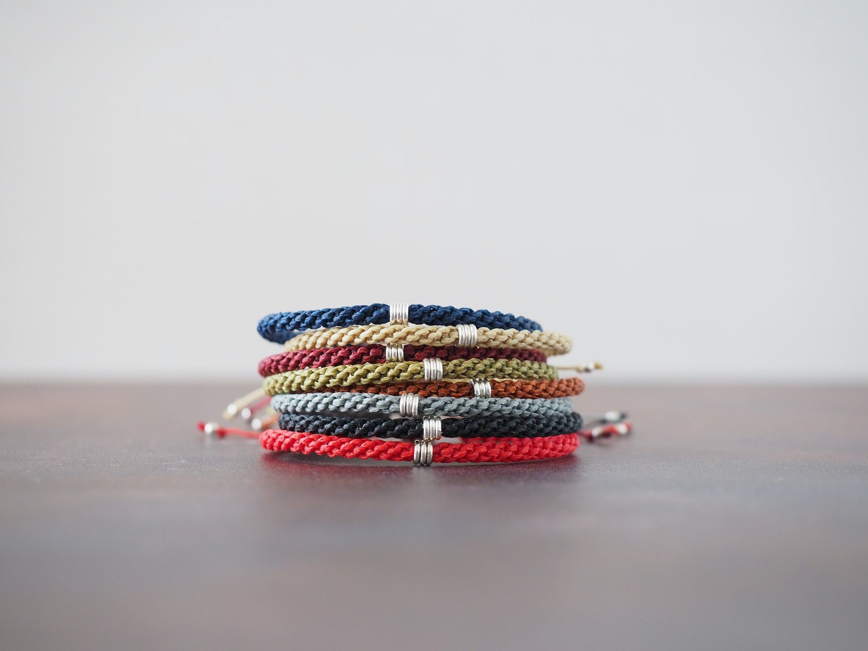 Braided Rope and Silver Bracelet