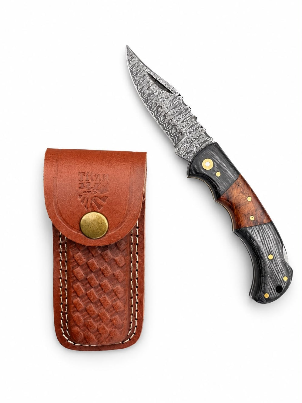 Ironwood Crest Damascus Folding Knife