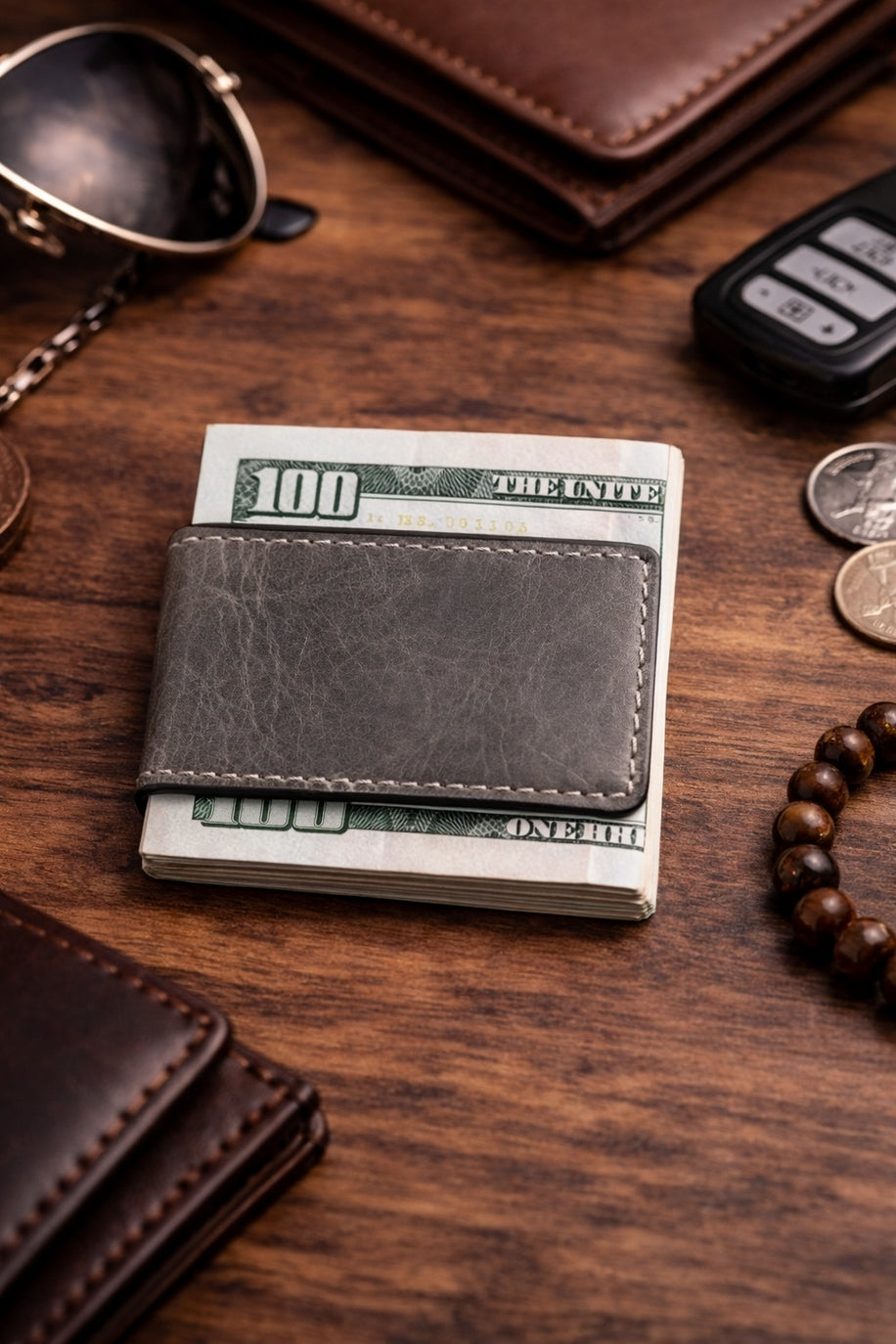 Full-Grain Leather Money Clip