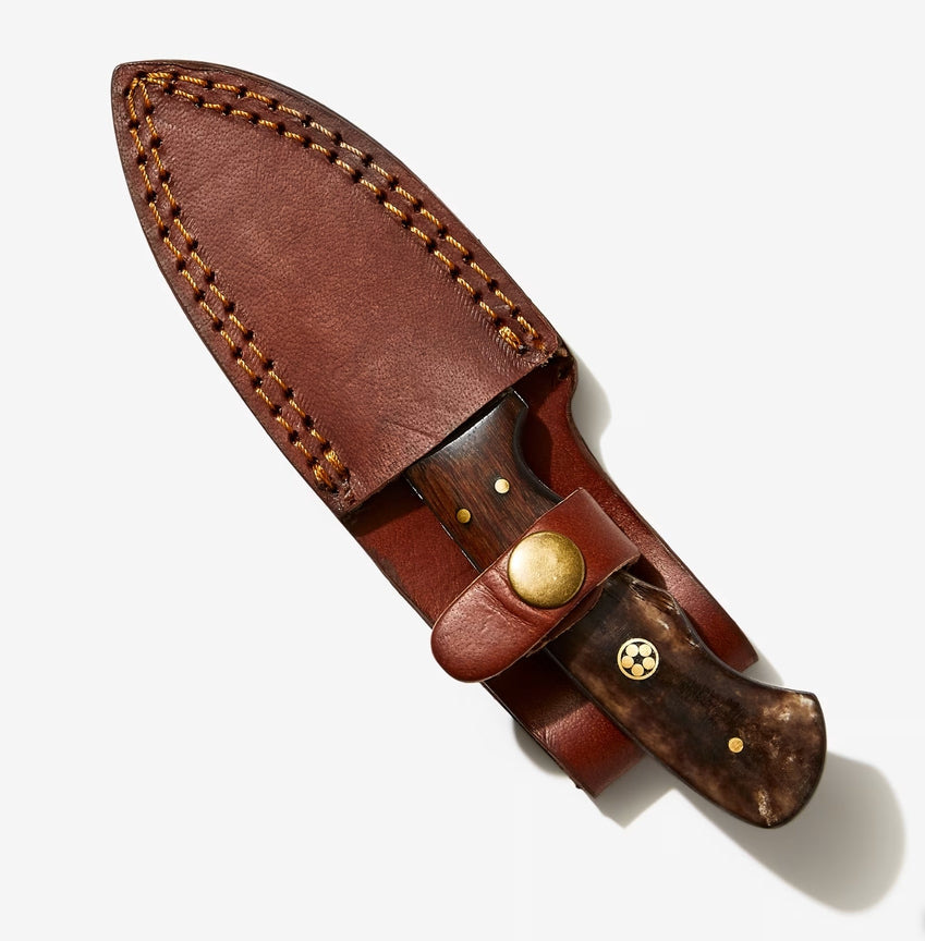 Damascus Skinning Gut Hook, Hunting Knife