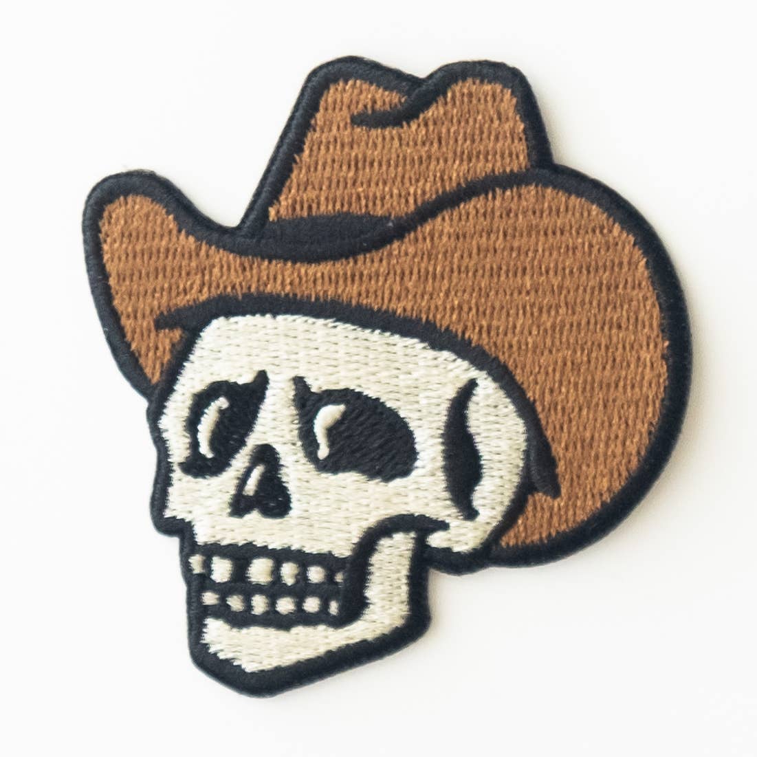 Cowboy Skull Embroidered Iron On Patch