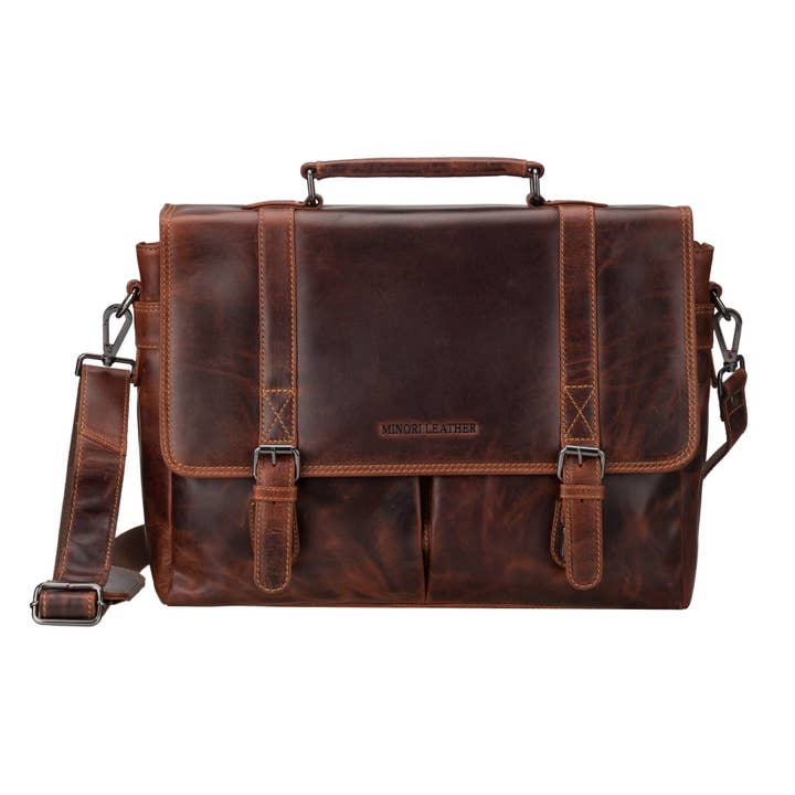 Boston Leather Briefcase Bag 16"