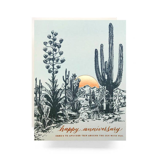 Antiquaria Cactus Sunset Anniversary Card From Everywearonline.com
