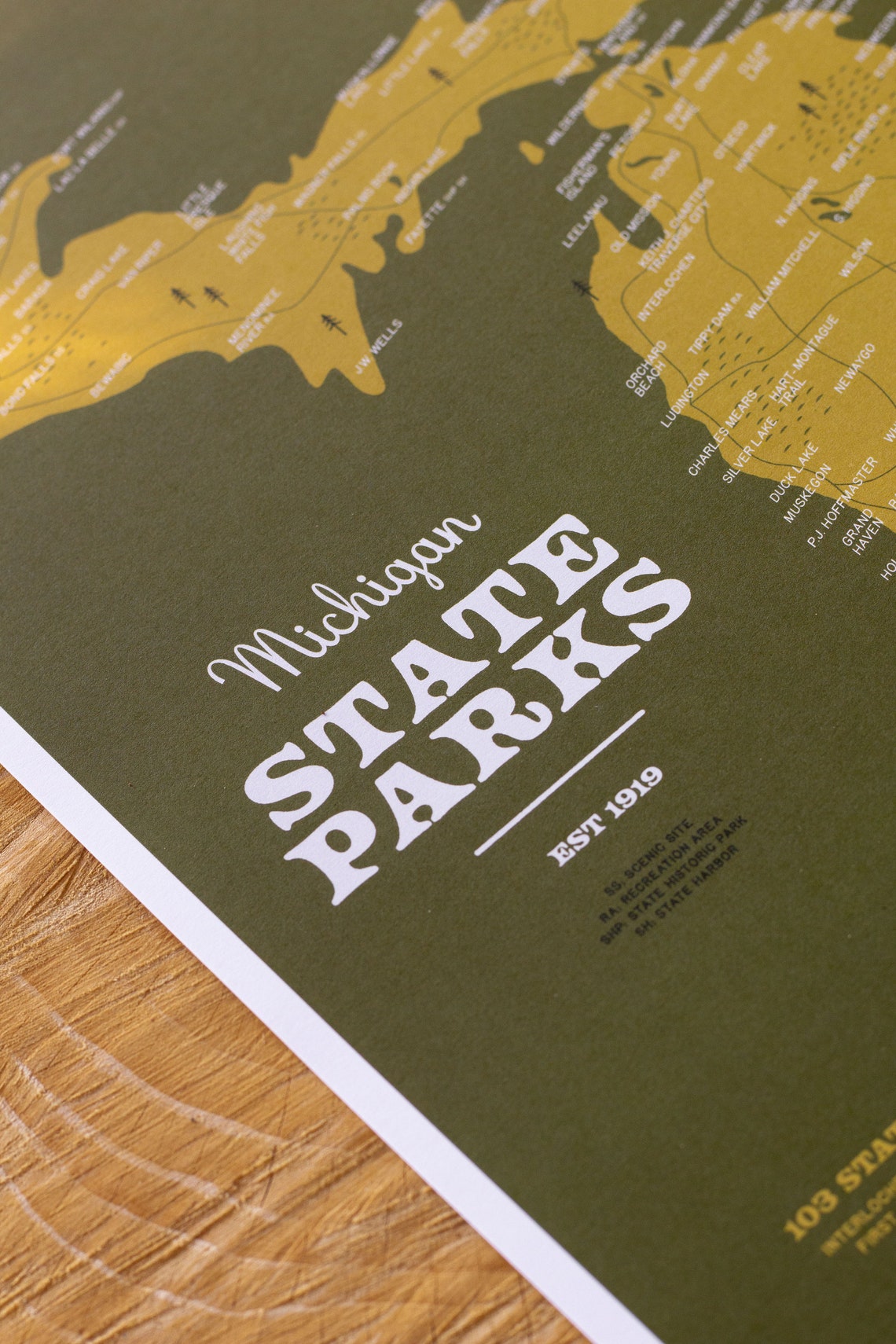Michigan State Parks Map Art Print 9x12