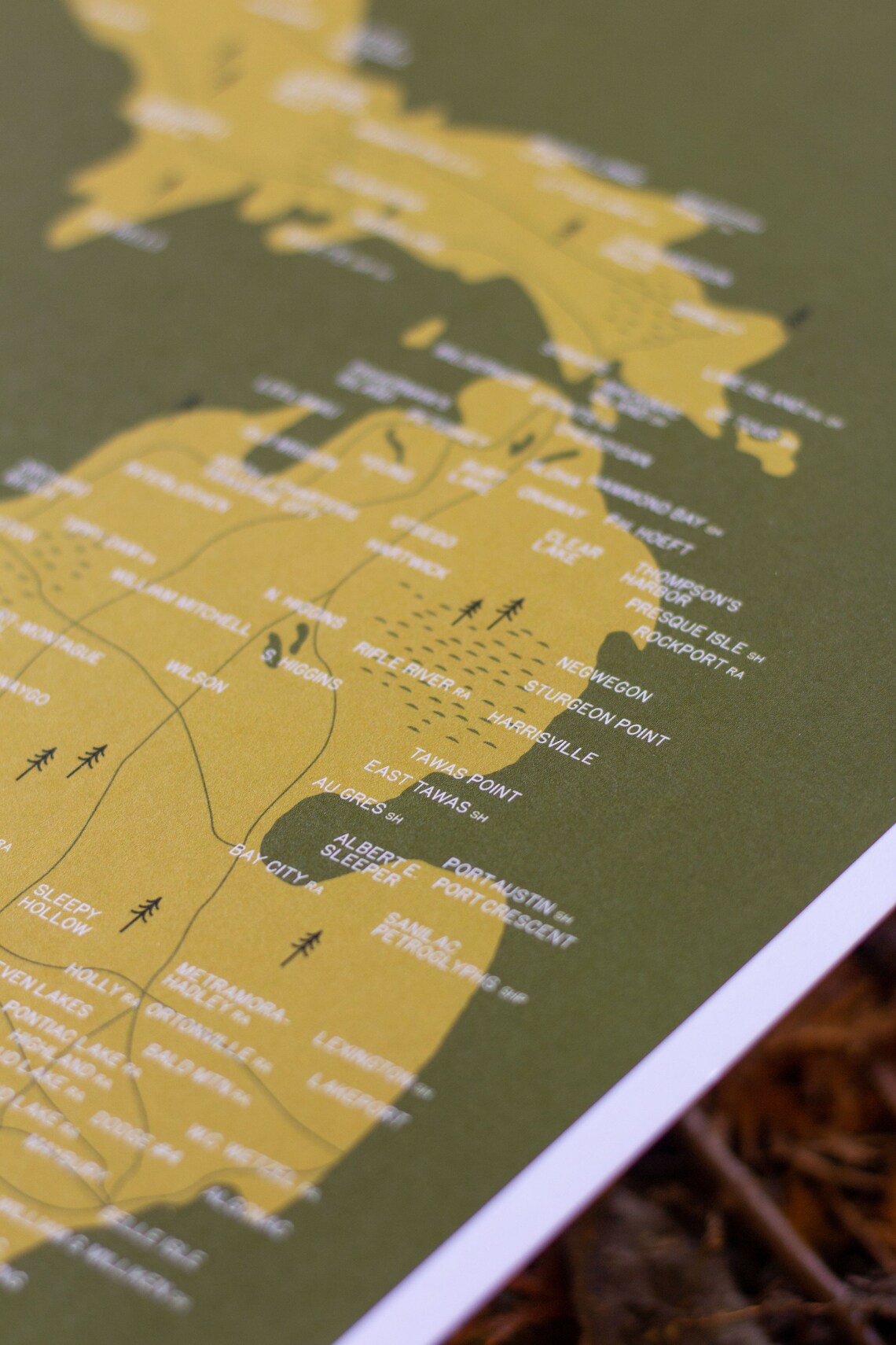 Michigan State Parks Map Art Print 9x12