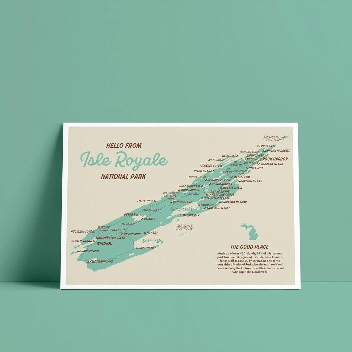 Isle Royale National Park Postcard Map 5x7