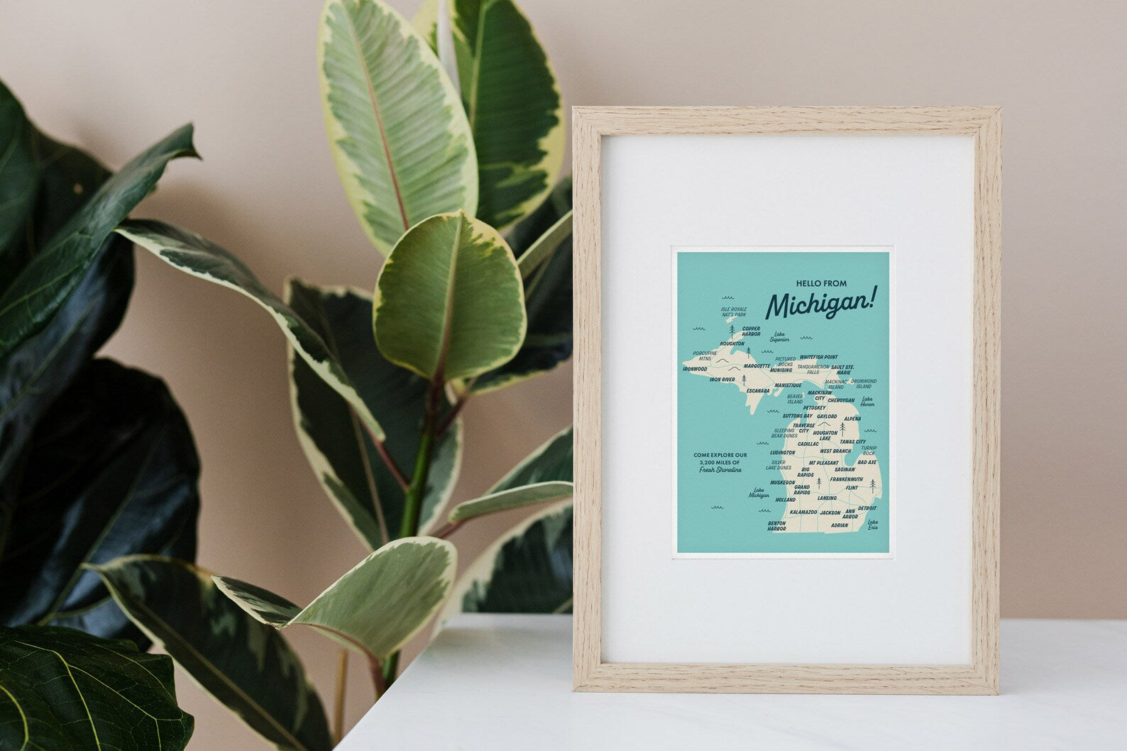 Michigan Map Postcard Print 5x7