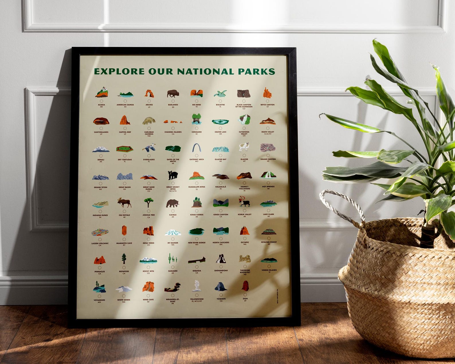Natioal Parks Checklist Poster 16x20