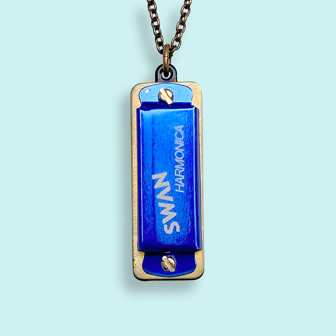 Blue Harmonica Necklace
